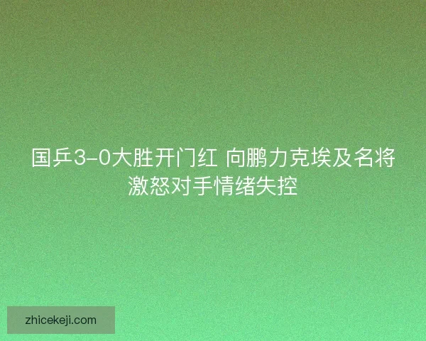 国乒3-0大胜开门红 向鹏力克埃及名将激怒对手情绪失控